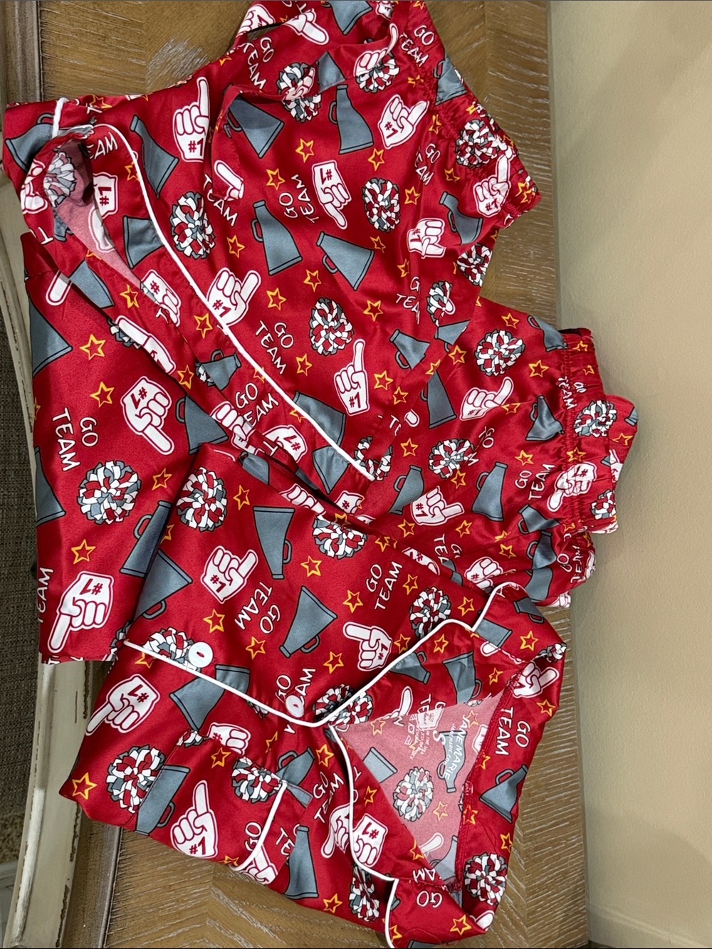 Jane Marie 3 pc Red Go Team Pajama Set Size Small